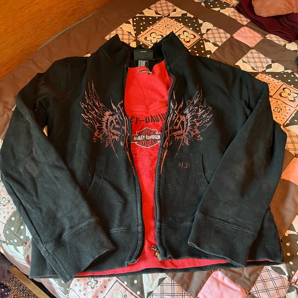 Harley Davidson Zip up sweatshirt with matching tank top